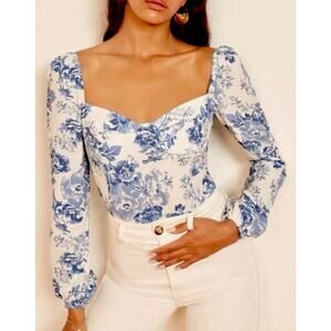 Reformation Blue Floral Tank Top